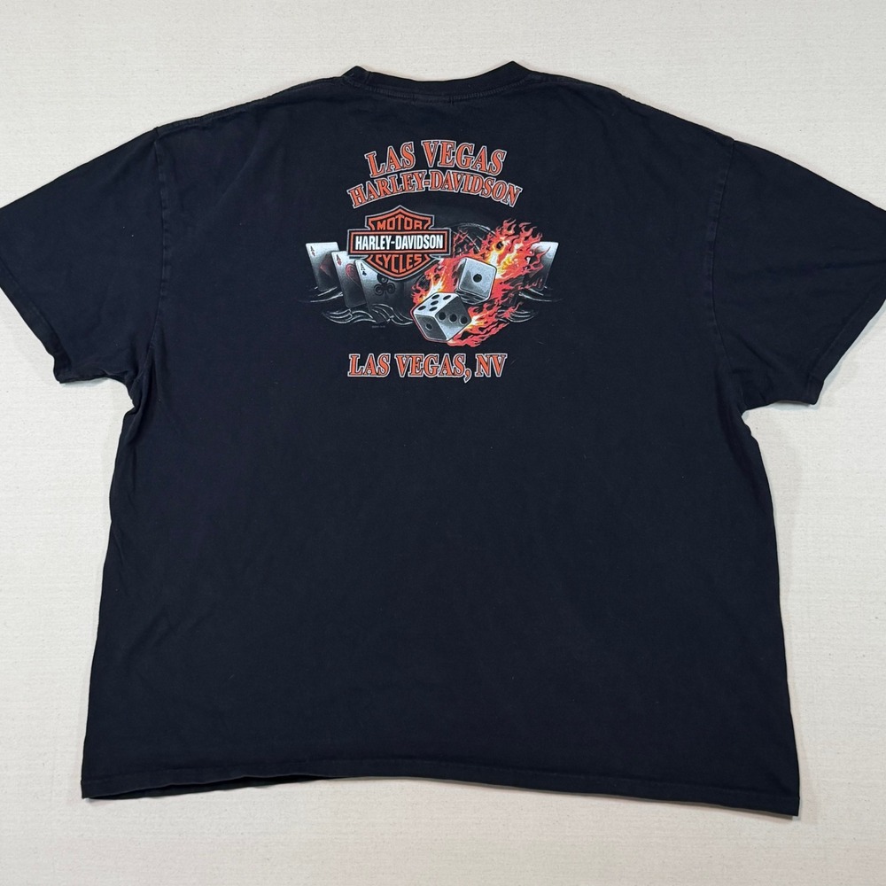 Harley Davidson Las Vegas NV Graphic T-Shirt Black 3XL Dice Cards Flaming Logo